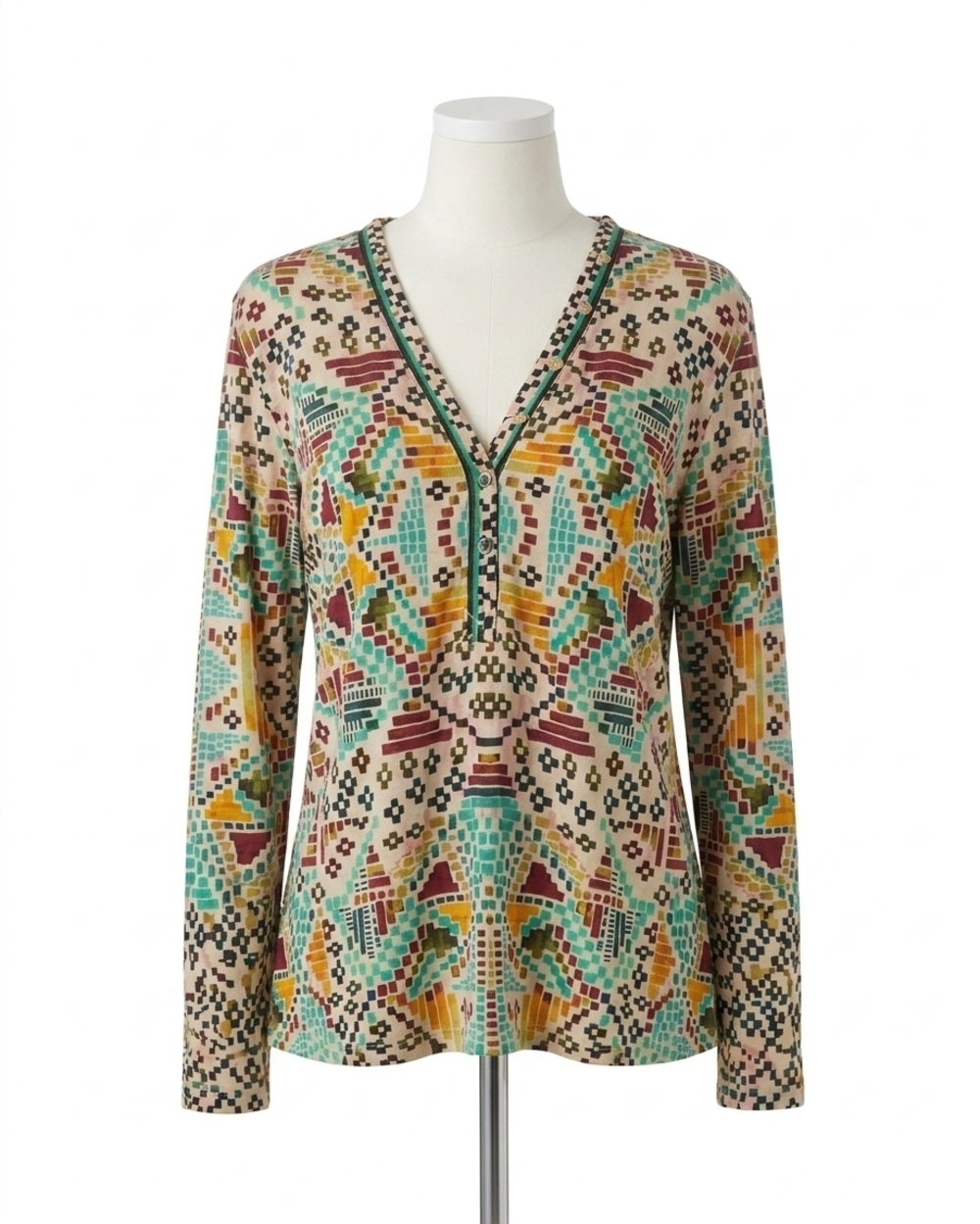 NEW JOHNNY WAS the janie favorite long sleeve button henley tee in etris